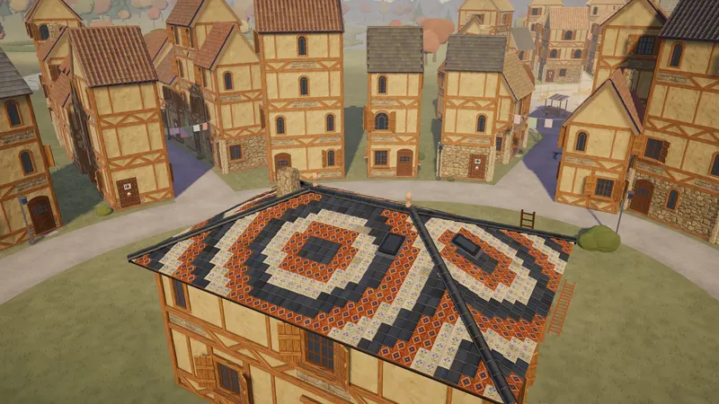 A finished roof with a rings pattern in the old town